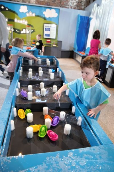 Children at the boats exhibit